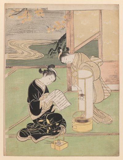 Evening Glow in the Paper-Covered Night-Light, from the series Eight Parlour Views by Suzuki Harunobu